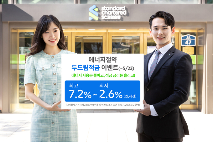 SC제일은행 건물 에너지 사용 줄이고 최고 7.2% 적금 금리 받는 이벤트 실시.