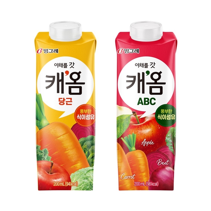 과채주스 신제품 ‘캐옴’ 2종(당근, ABC) 출시.