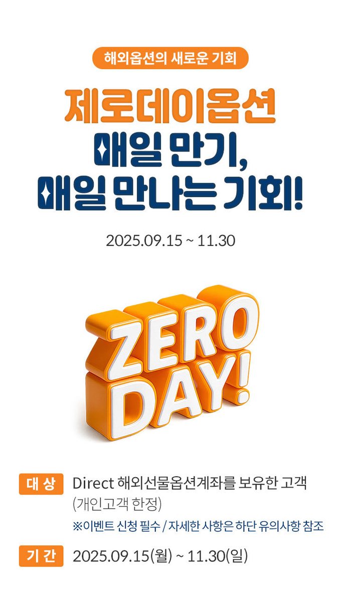 미래에셋증권, 미국지수옵션 초단기 상품 제로데이옵션 이벤트 실시_이미지.