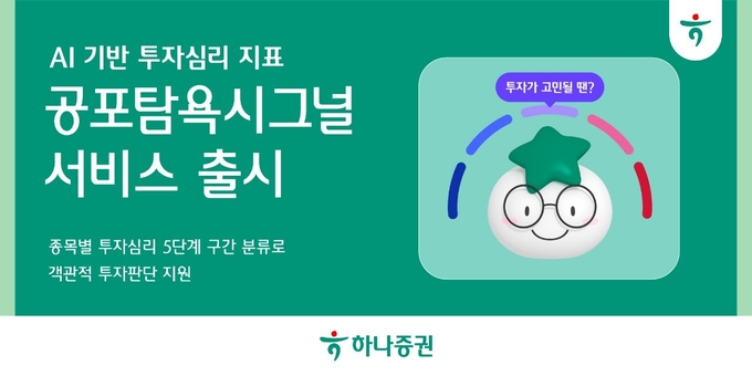 하나증권, AI 기반 투자심리 지표 ‘공포탐욕시그널’ 서비스 출시.