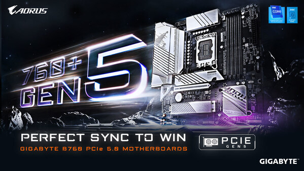 GIGABYTE B760 GEN5 메인보드로 PCIe 5.0 그래픽 카드.